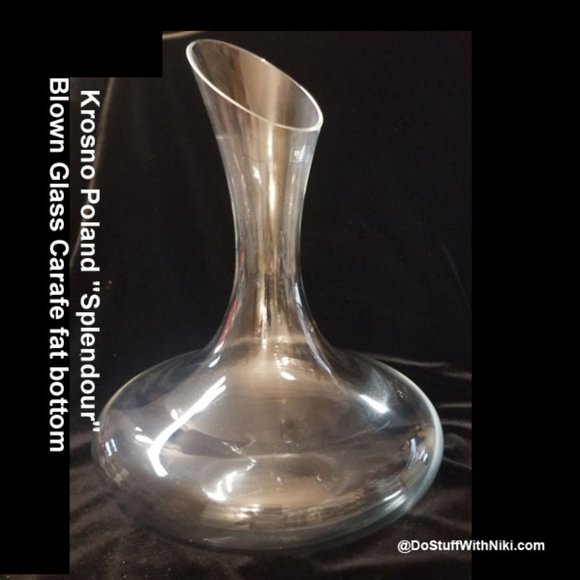 Krosno Poland "Splendour" Blown Glass Carafe fat bottom - Picture 1 of 6